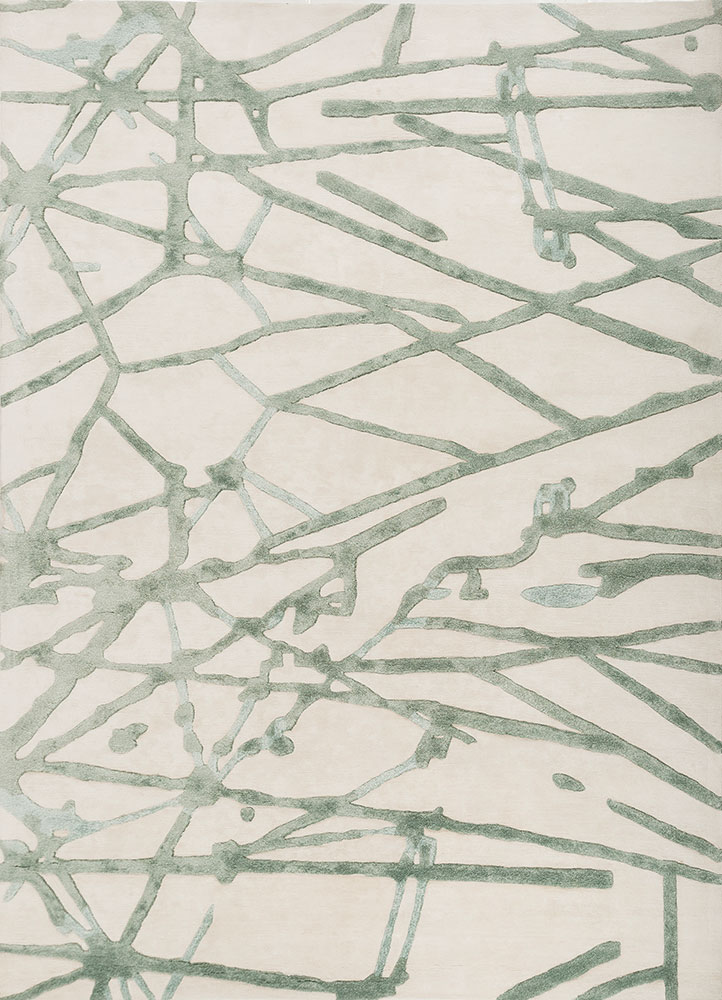 white noise ivory viscose hand tufted Rug - HeadShot