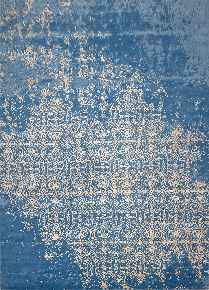 mythos blue wool and viscose hand tufted Rug - HeadShot