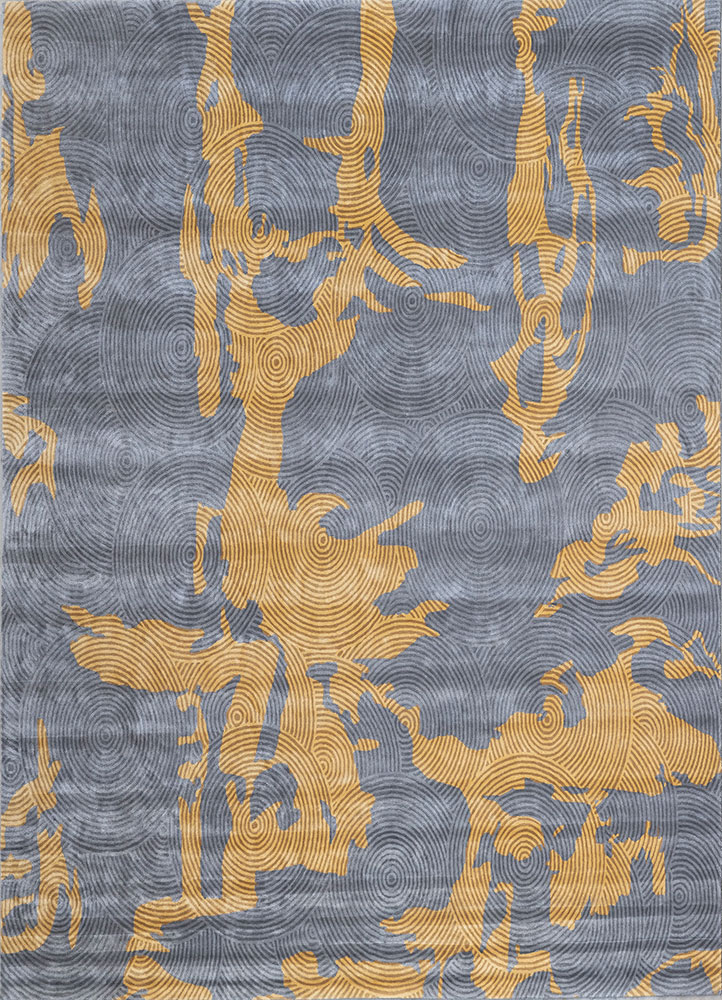 pathways grey and black wool and viscose hand tufted Rug - HeadShot
