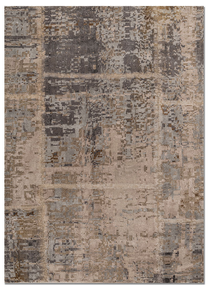 provenance blue wool and bamboo silk hand knotted Rug - HeadShot