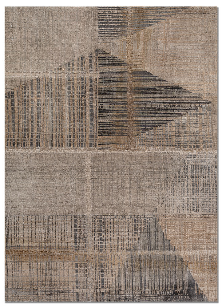 provenance grey and black wool and bamboo silk hand knotted Rug - HeadShot