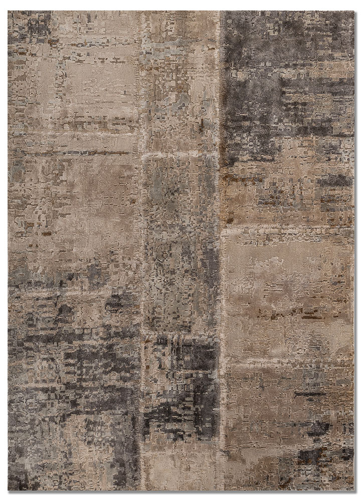 provenance ivory wool and bamboo silk hand knotted Rug - HeadShot