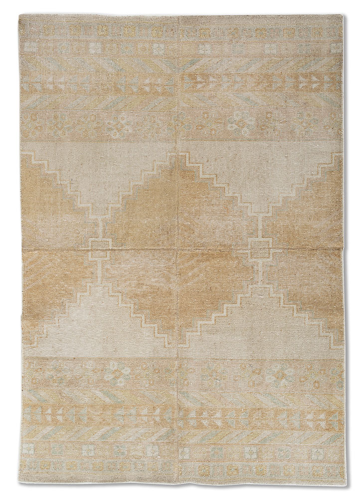 provenance beige and brown wool hand knotted Rug - HeadShot