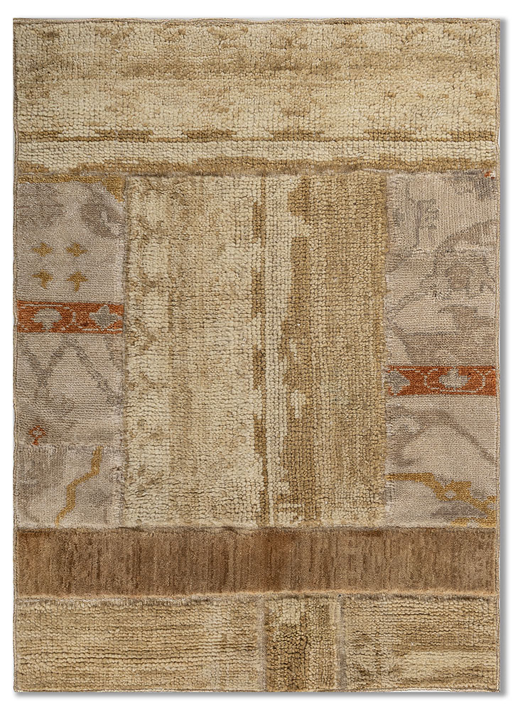 provenance gold wool hand knotted Rug - HeadShot