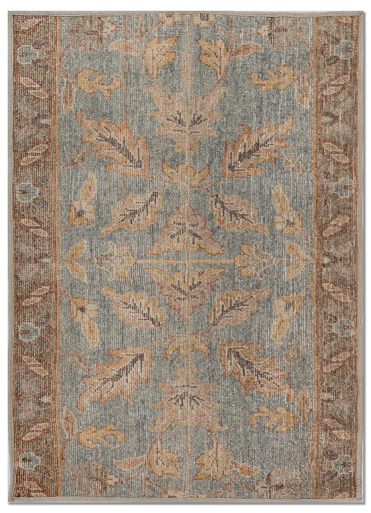 provenance blue wool hand knotted Rug - HeadShot