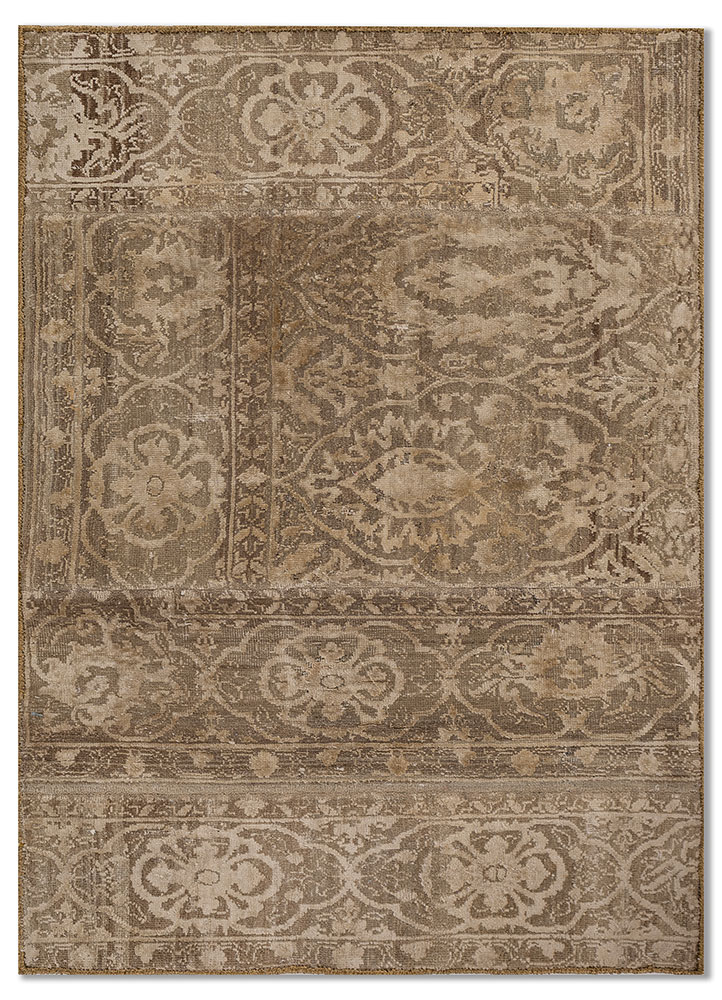 provenance gold wool and silk hand knotted Rug - HeadShot
