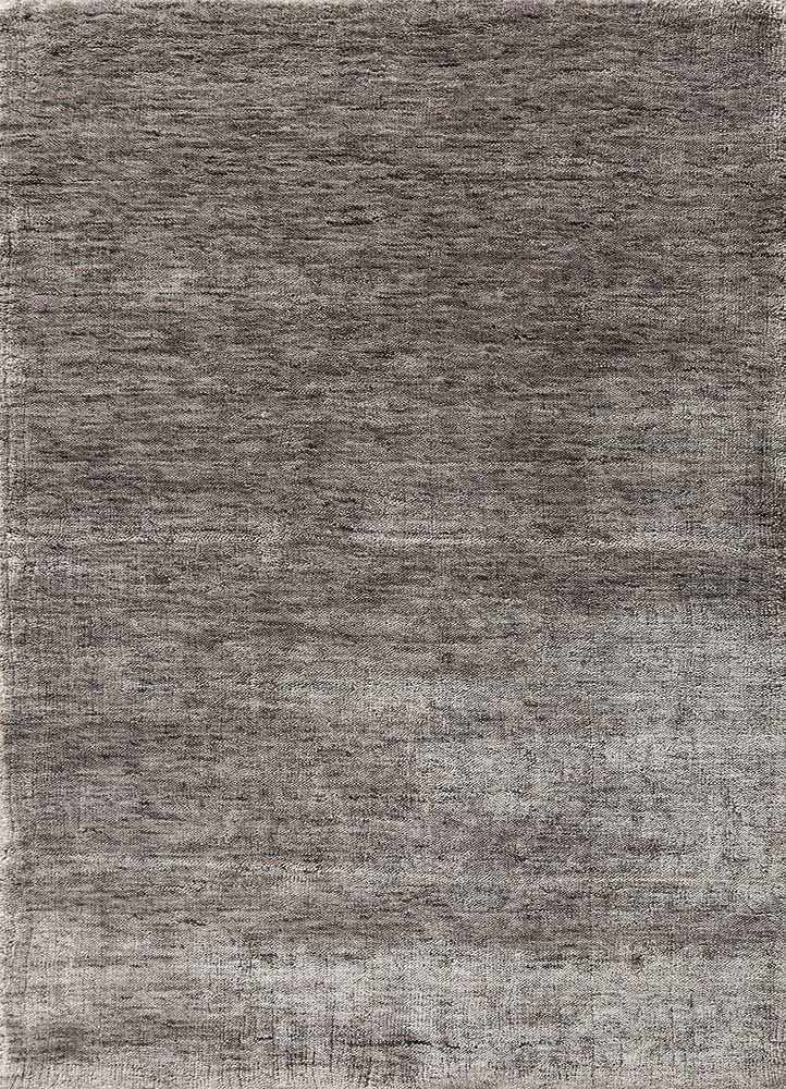 basis grey and black bamboo silk hand loom Rug - HeadShot