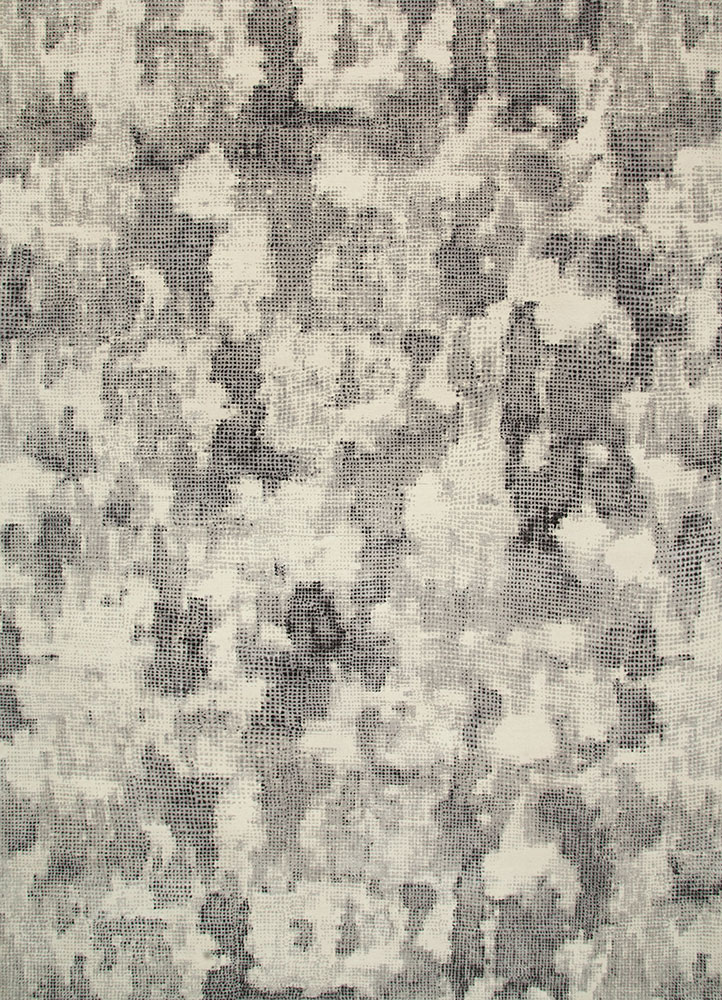 free verse by kavi grey and black wool and silk hand knotted Rug - HeadShot