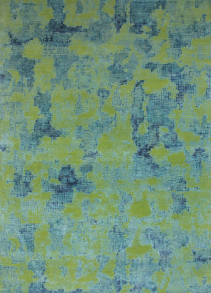 free verse by kavi green wool and silk hand knotted Rug - HeadShot