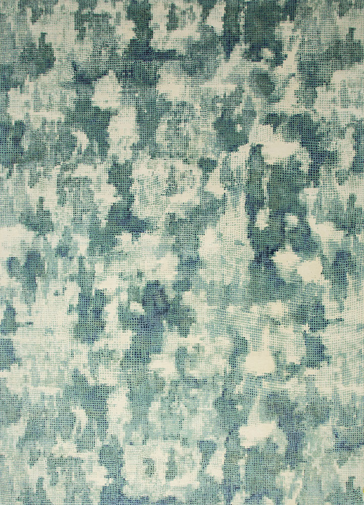 free verse by kavi green wool and silk hand knotted Rug - HeadShot
