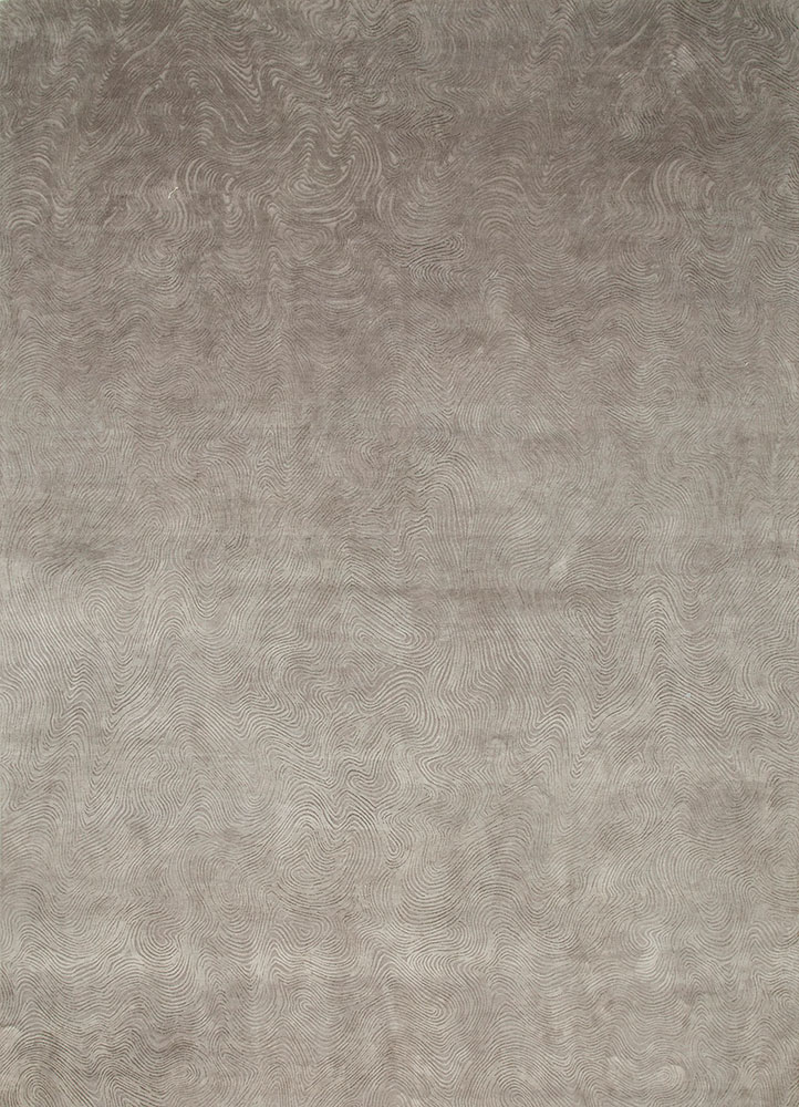 free verse by kavi grey and black wool and silk hand knotted Rug - HeadShot