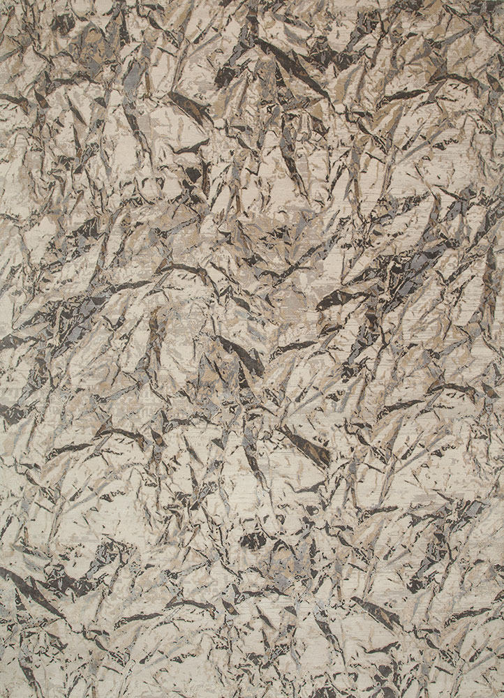 free verse by kavi beige and brown wool and silk hand knotted Rug - HeadShot
