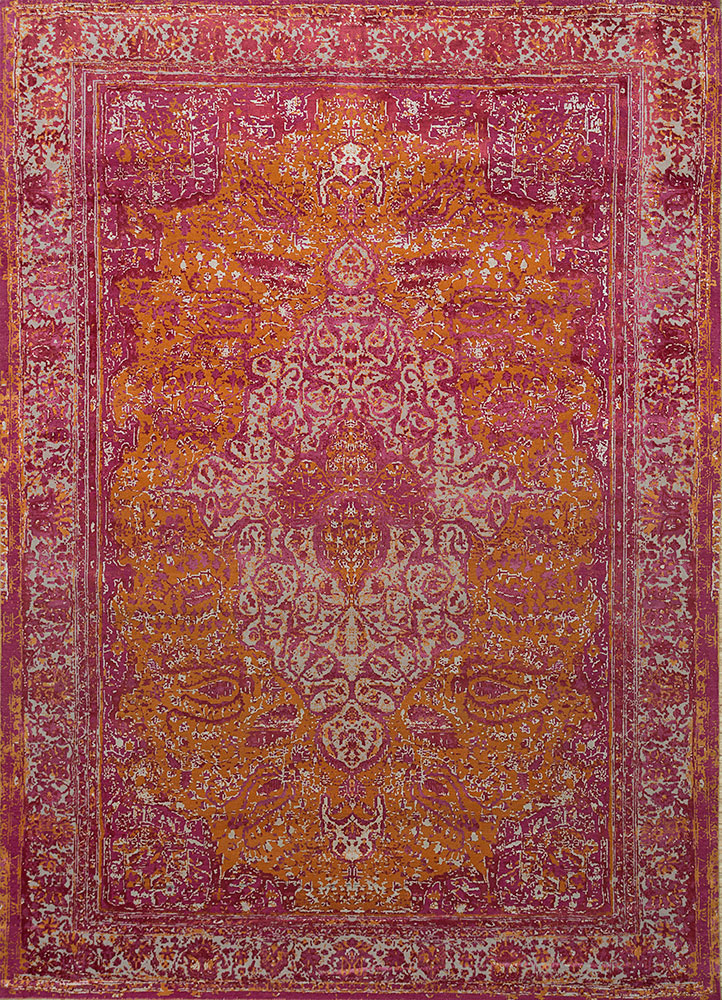 free verse by kavi red and orange wool and silk hand knotted Rug - HeadShot