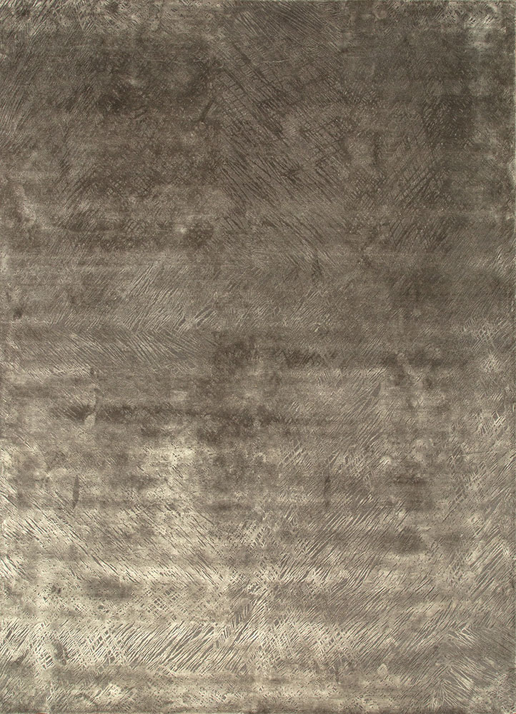 free verse by kavi beige and brown wool and silk hand knotted Rug - HeadShot