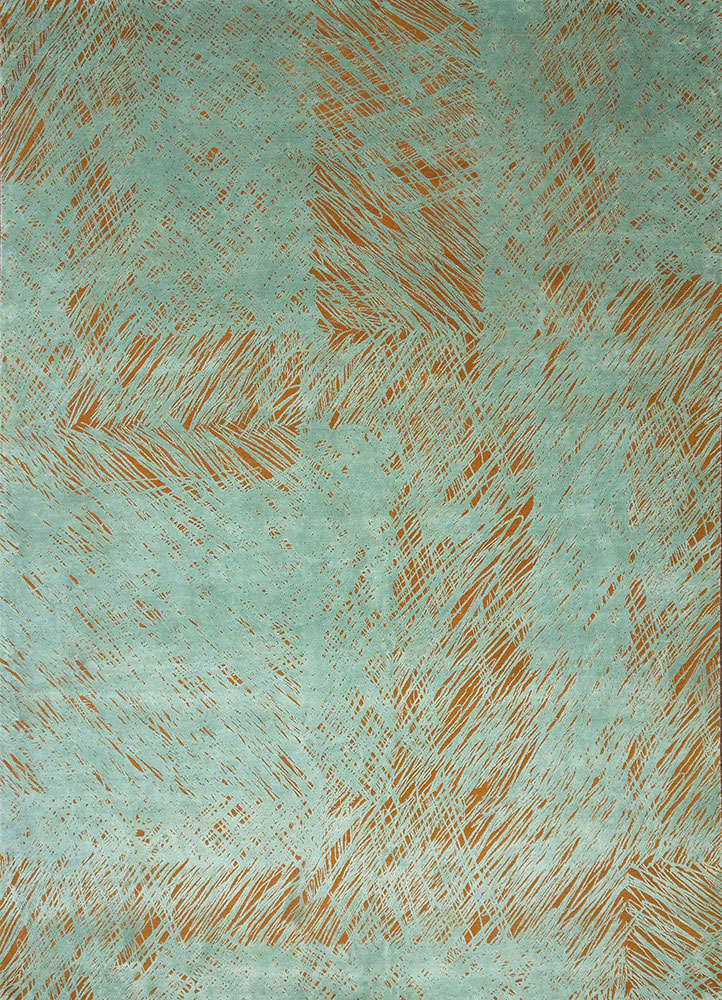 free verse by kavi green wool and silk hand knotted Rug - HeadShot
