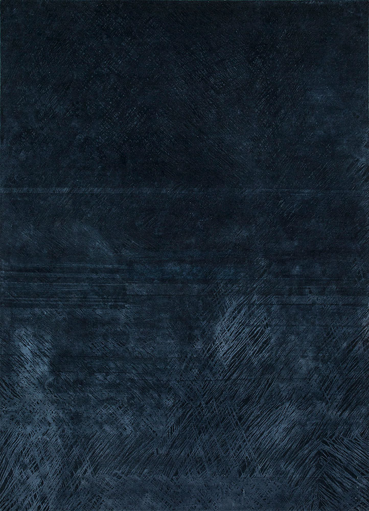 free verse by kavi blue wool and silk hand knotted Rug - HeadShot