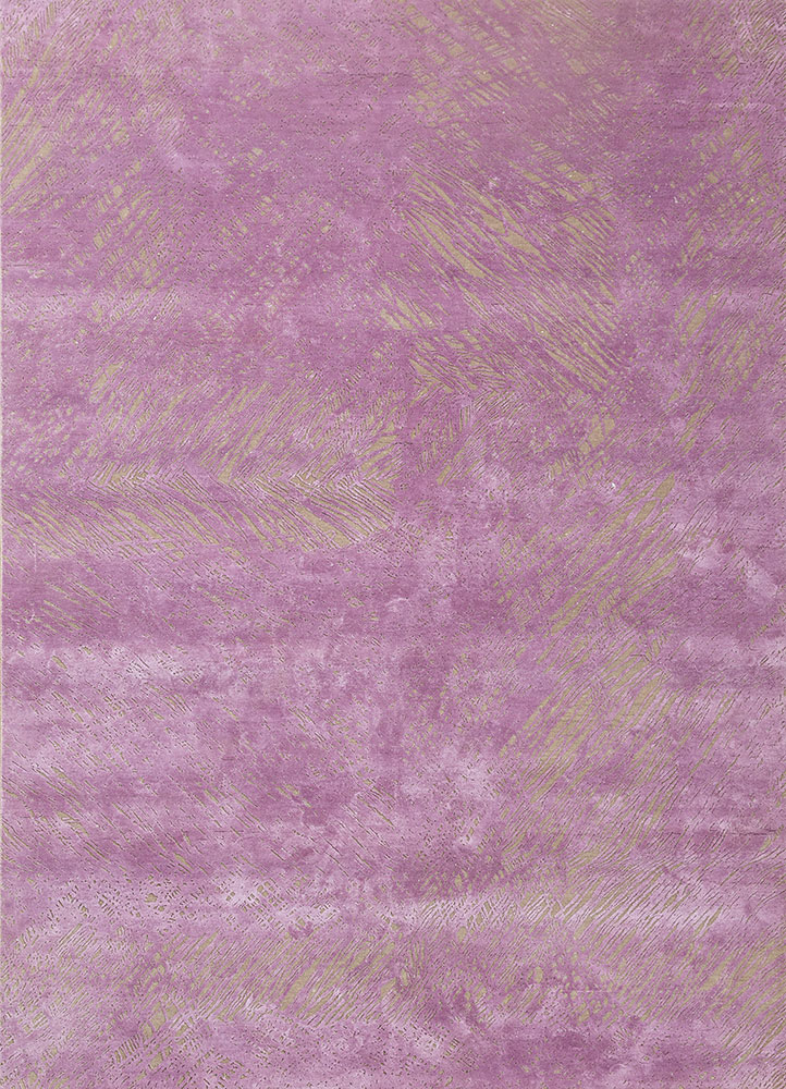 free verse by kavi pink and purple wool and silk hand knotted Rug - HeadShot