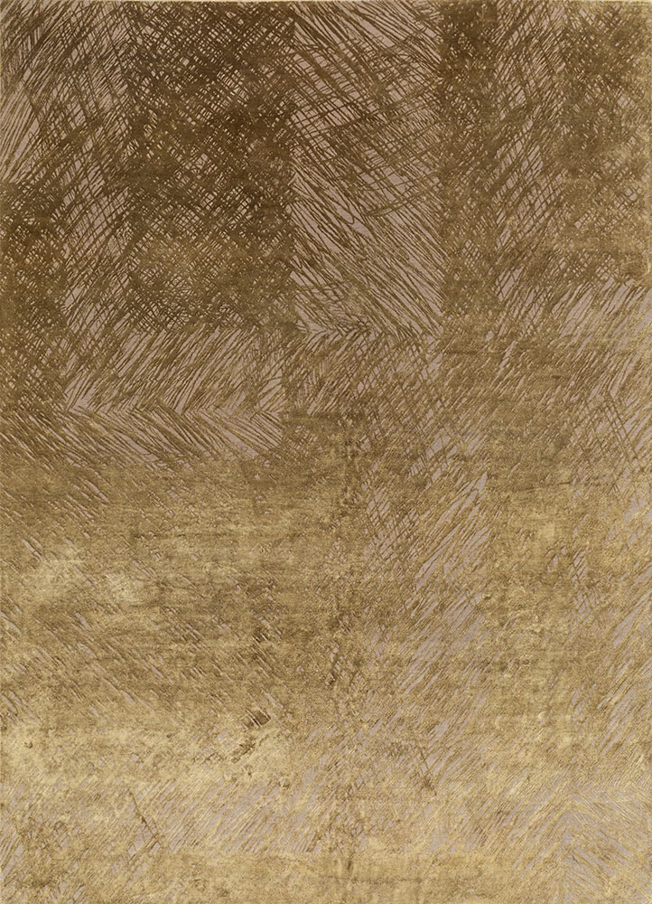 free verse by kavi beige and brown wool and silk hand knotted Rug - HeadShot
