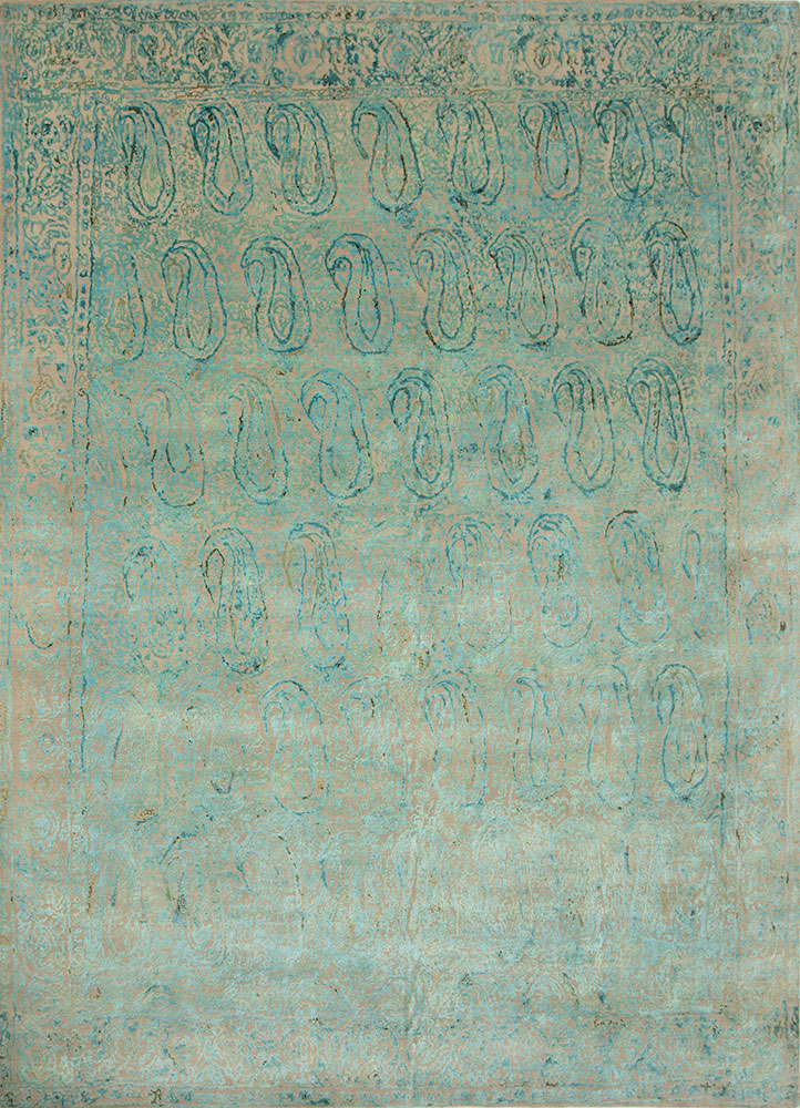 free verse by kavi green wool and silk hand knotted Rug - HeadShot