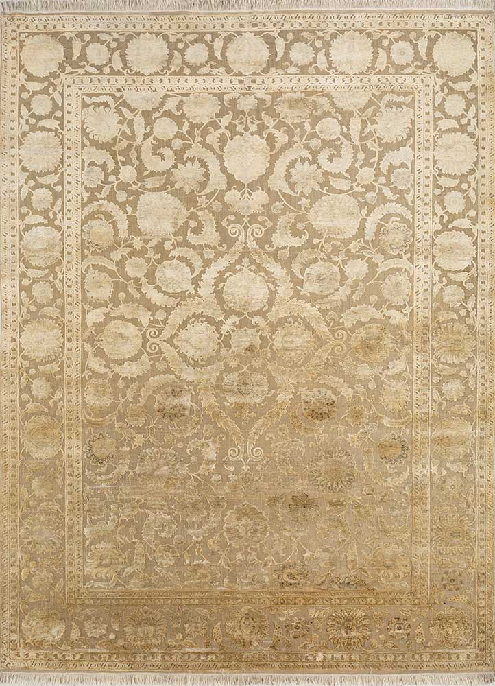 aurora grey and black wool and silk hand knotted Rug - HeadShot