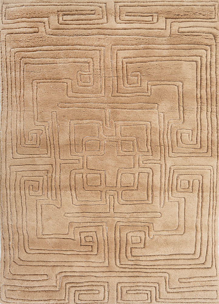 zuri beige and brown wool hand knotted Rug - HeadShot
