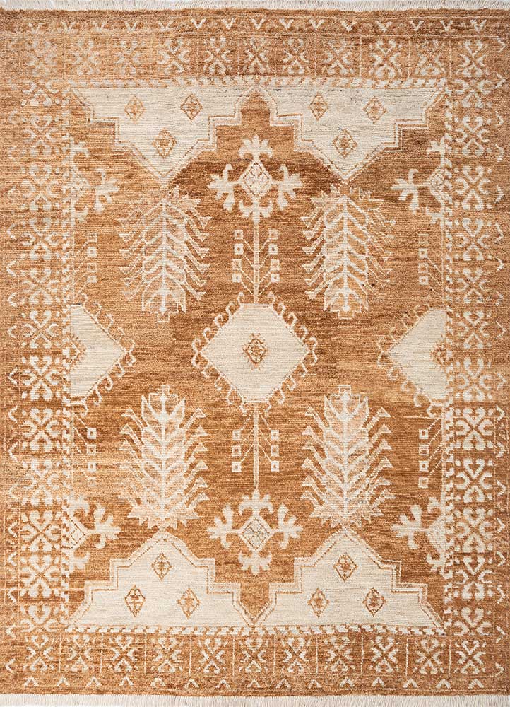 manifest red and orange afghan wool hand knotted Rug - HeadShot
