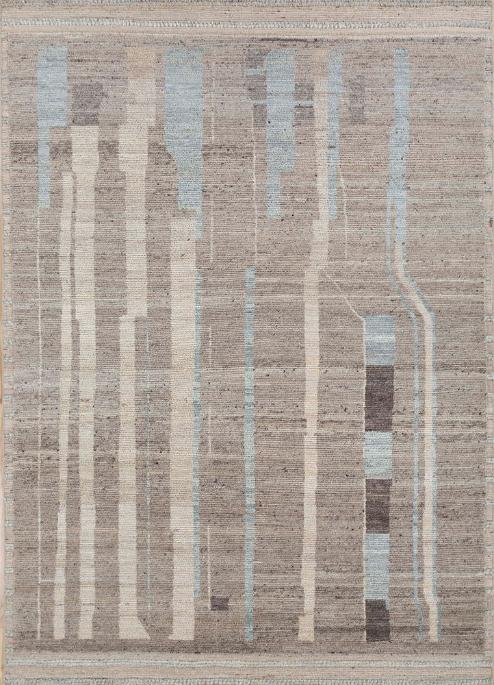 manifest beige and brown afghan wool hand knotted Rug - HeadShot