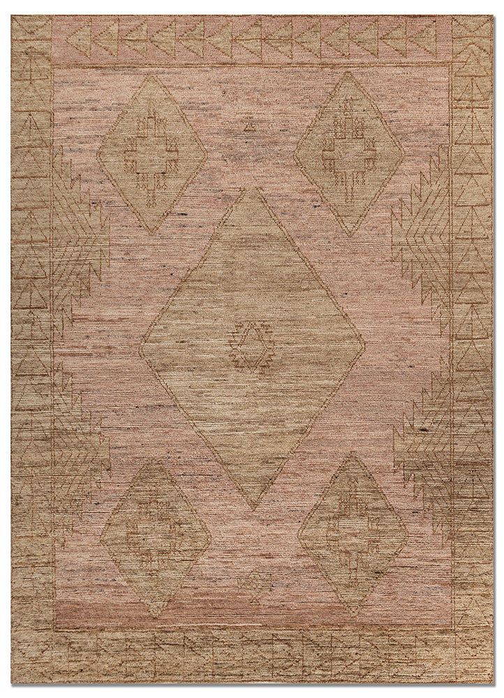 thyme red and orange afghan wool hand knotted Rug - HeadShot