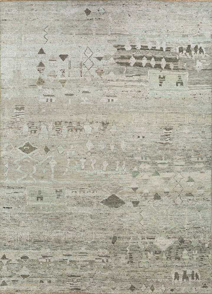 manifest green afghan wool hand knotted Rug - HeadShot