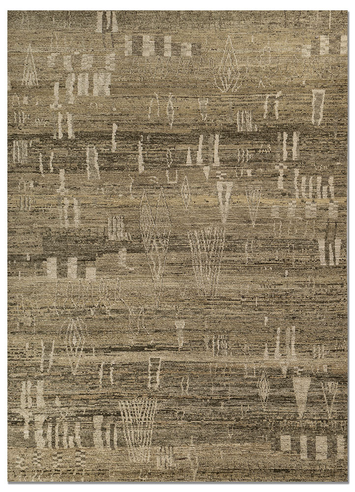manifest green afghan wool hand knotted Rug - HeadShot