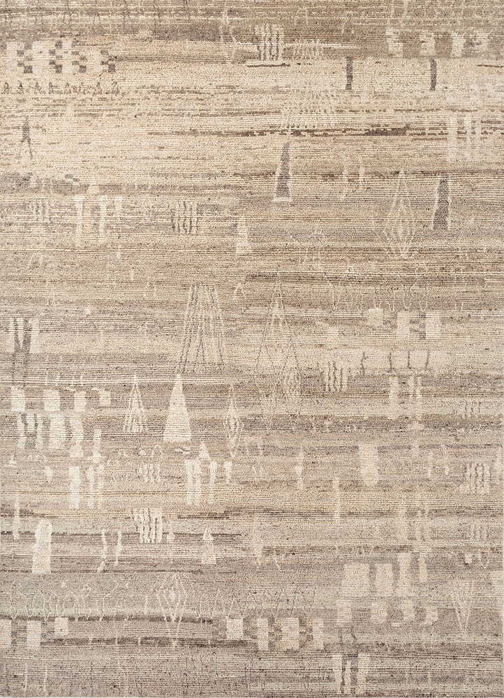 manifest beige and brown wool hand knotted Rug - HeadShot