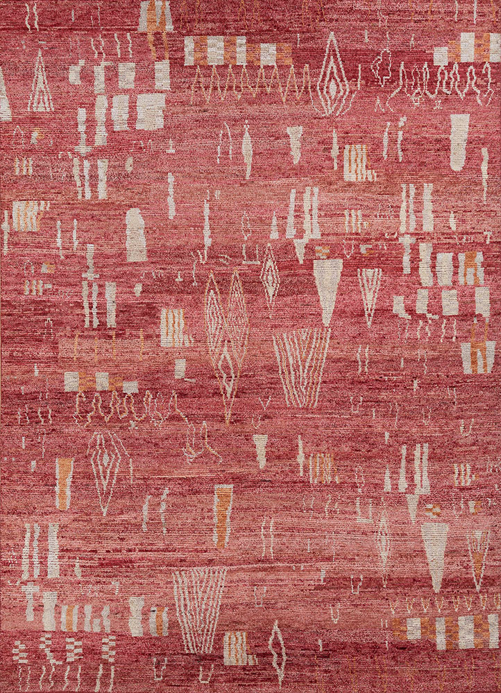 manifest red and orange wool hand knotted Rug - HeadShot