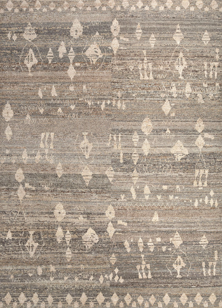 manifest beige and brown afghan wool hand knotted Rug - HeadShot