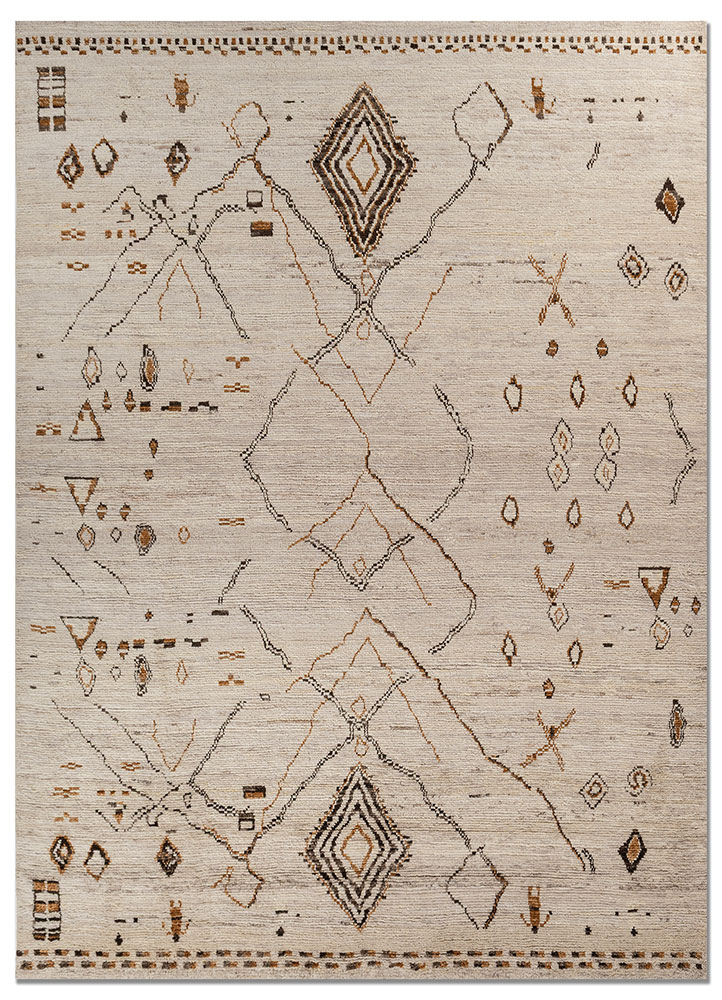 manifest ivory afghan wool hand knotted Rug - HeadShot