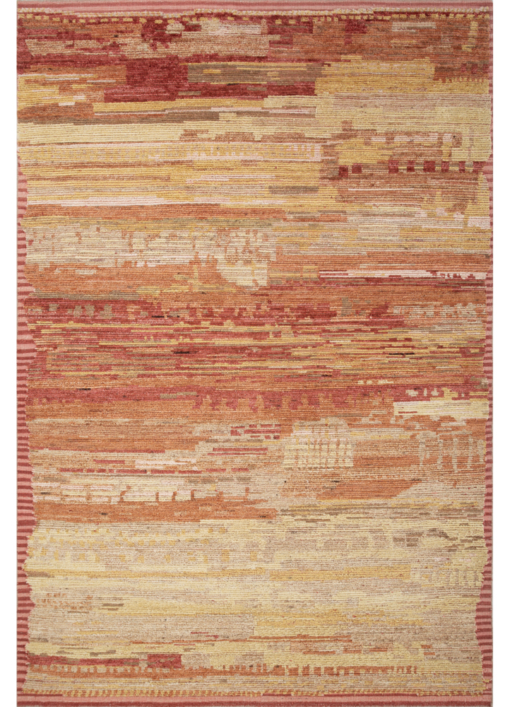 blythe gold afghan wool hand knotted Rug - HeadShot