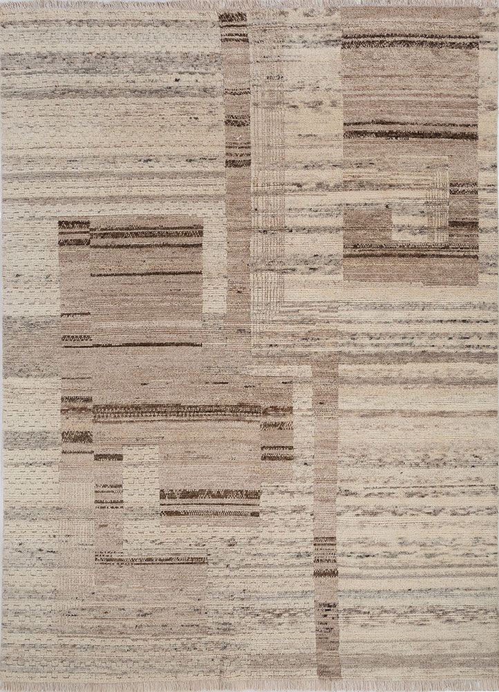 blythe beige and brown afghan wool hand knotted Rug - HeadShot