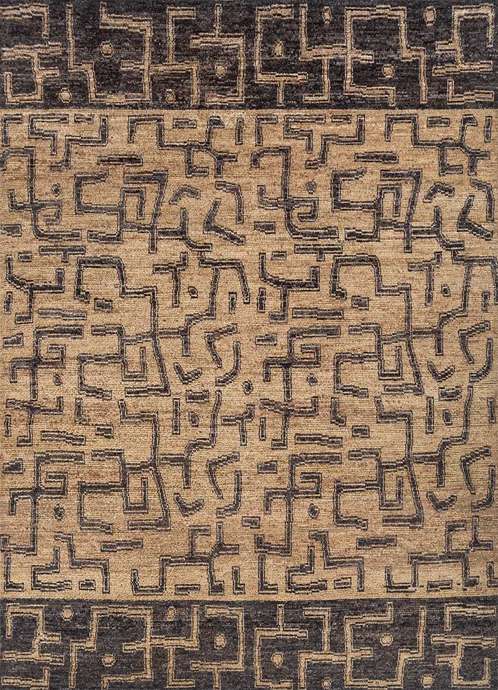 manifest blue afghan wool hand knotted Rug - HeadShot