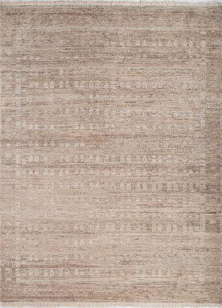 manifest beige and brown afghan wool hand knotted Rug - HeadShot