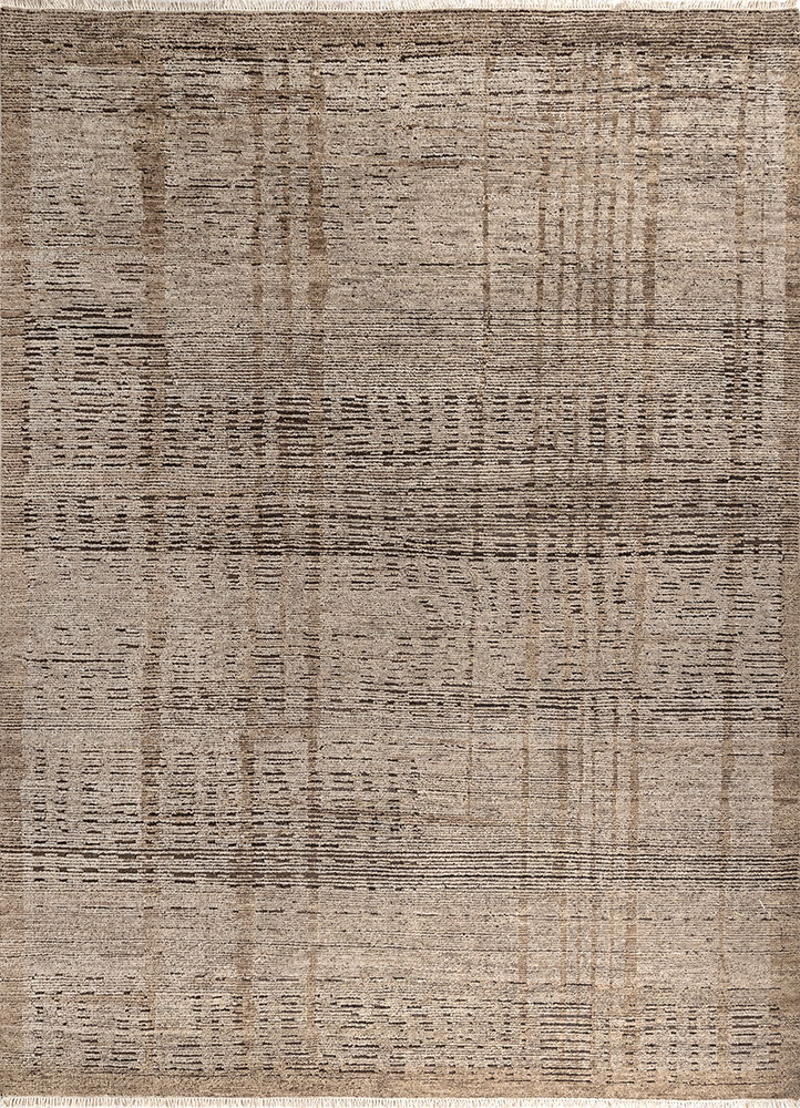manifest beige and brown afghan wool hand knotted Rug - HeadShot