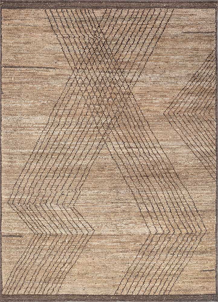 manifest beige and brown afghan wool hand knotted Rug - HeadShot