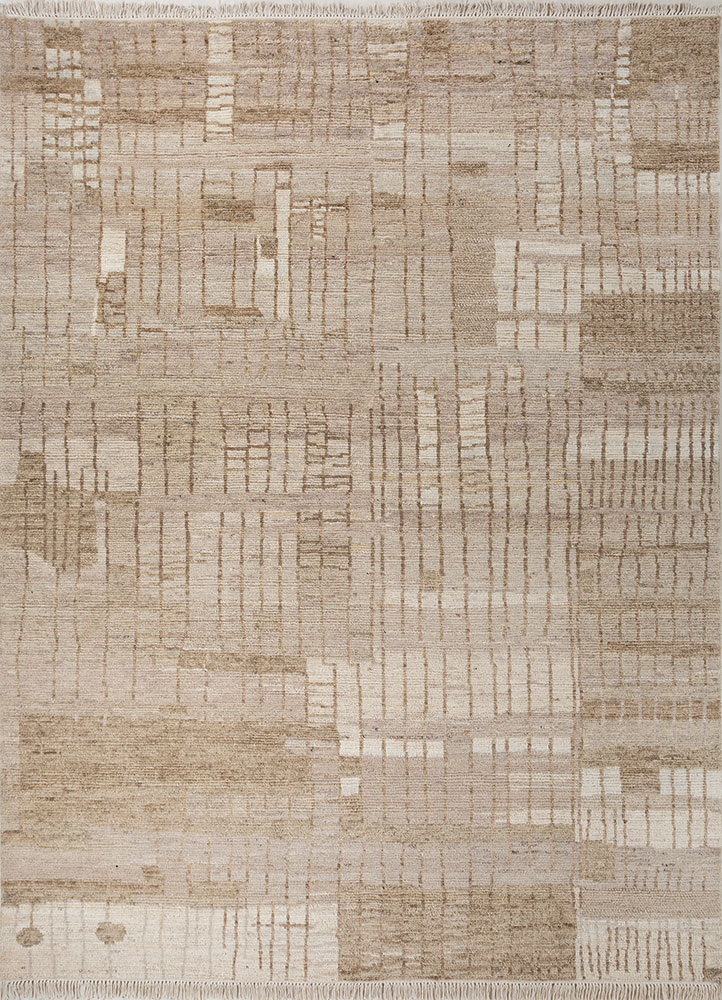 manifest beige and brown afghan wool hand knotted Rug - HeadShot