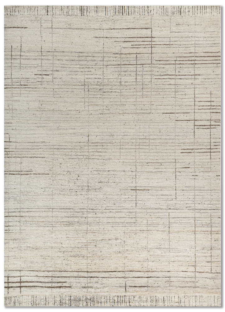 aprezo ivory wool hand knotted Rug - HeadShot