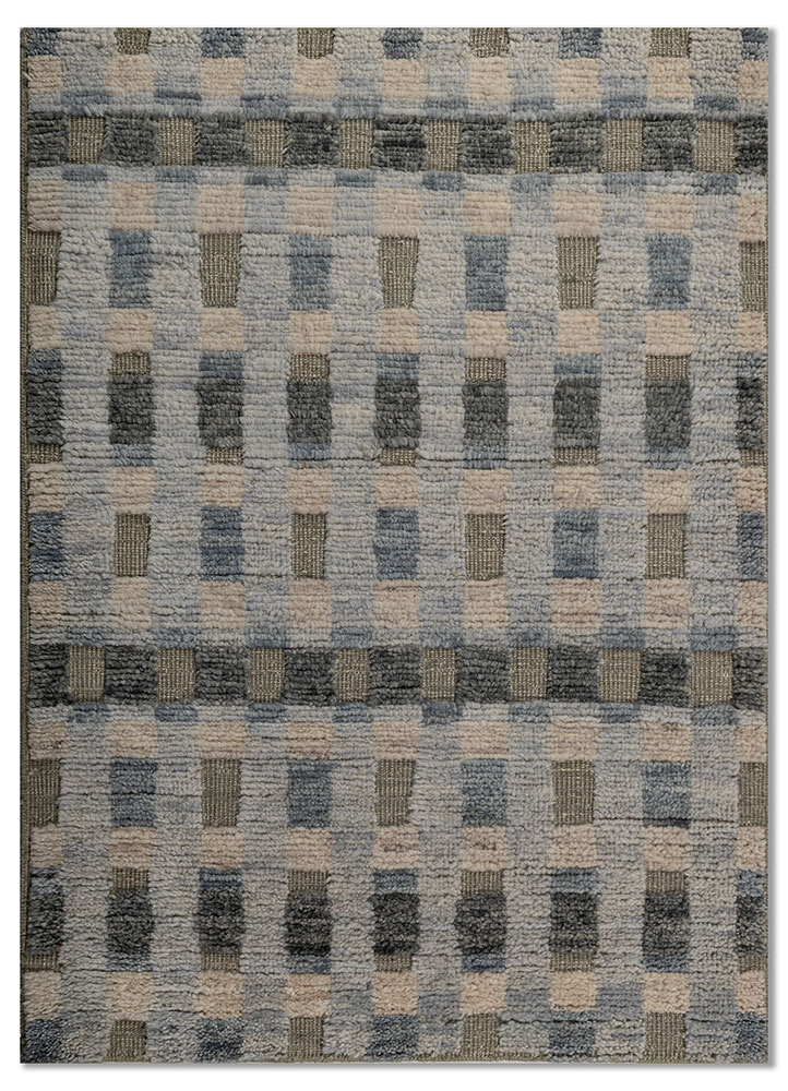 manifest blue wool hand knotted Rug - HeadShot