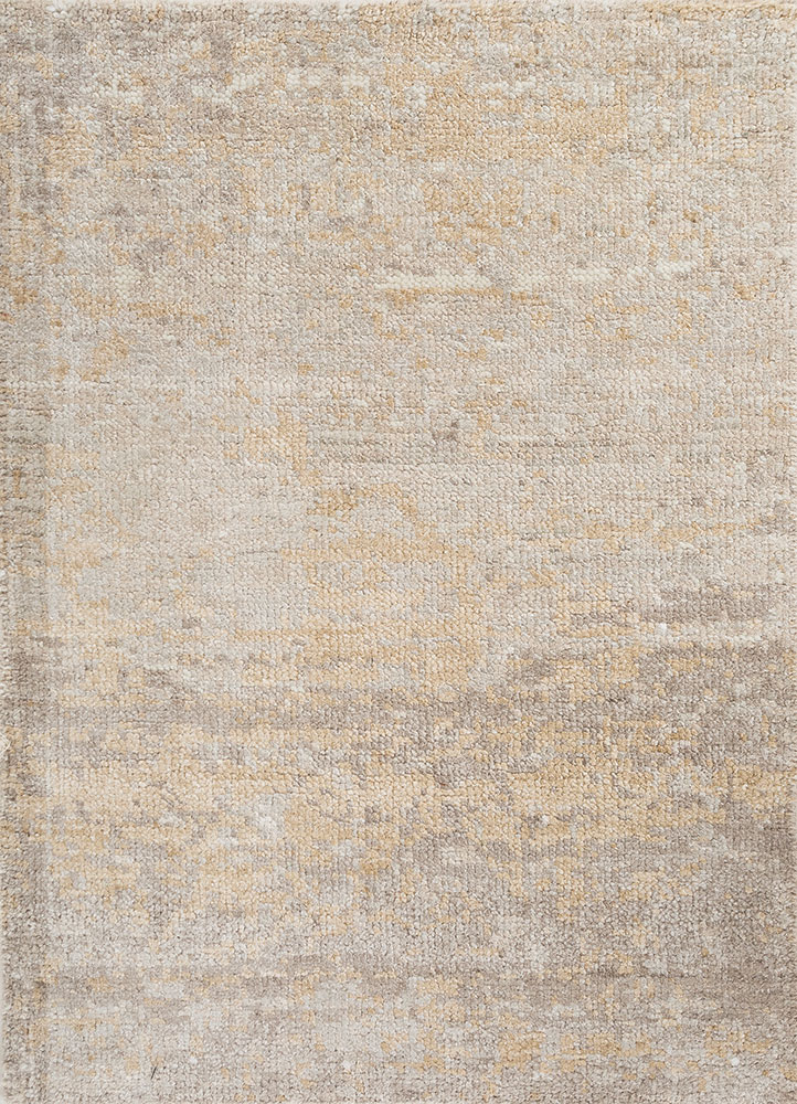 gulmarg beige and brown silk hand knotted Rug - HeadShot