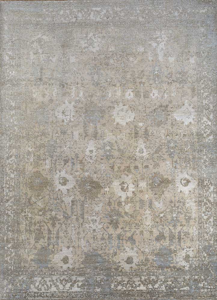 gulmarg ivory silk hand knotted Rug - HeadShot