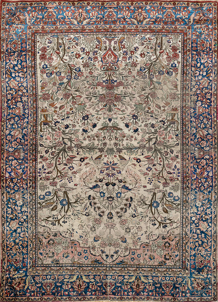 gulmarg ivory silk hand knotted Rug - HeadShot