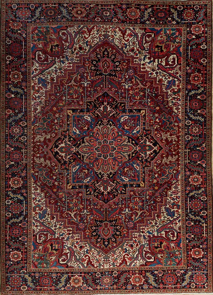 aalam red and orange wool hand knotted Rug - HeadShot