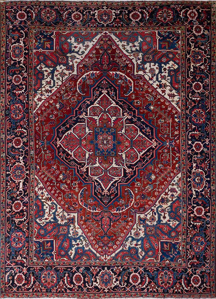 aalam red and orange wool hand knotted Rug - HeadShot