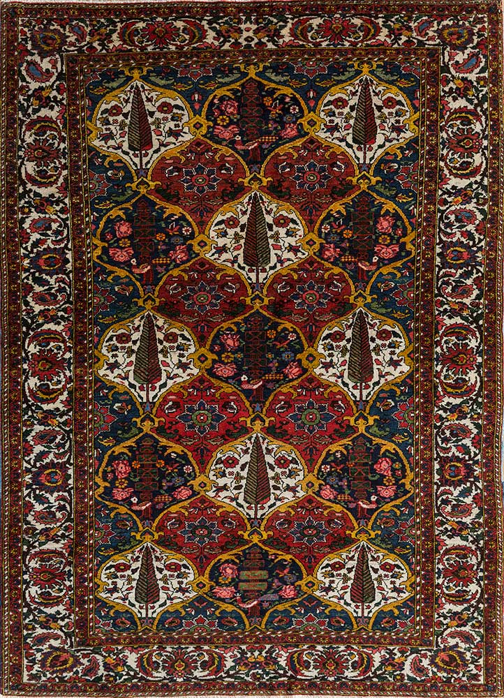 aalam red and orange wool hand knotted Rug - HeadShot