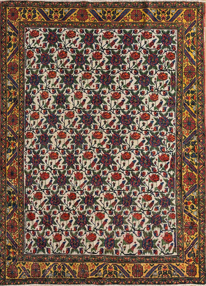 aalam gold wool hand knotted Rug - HeadShot